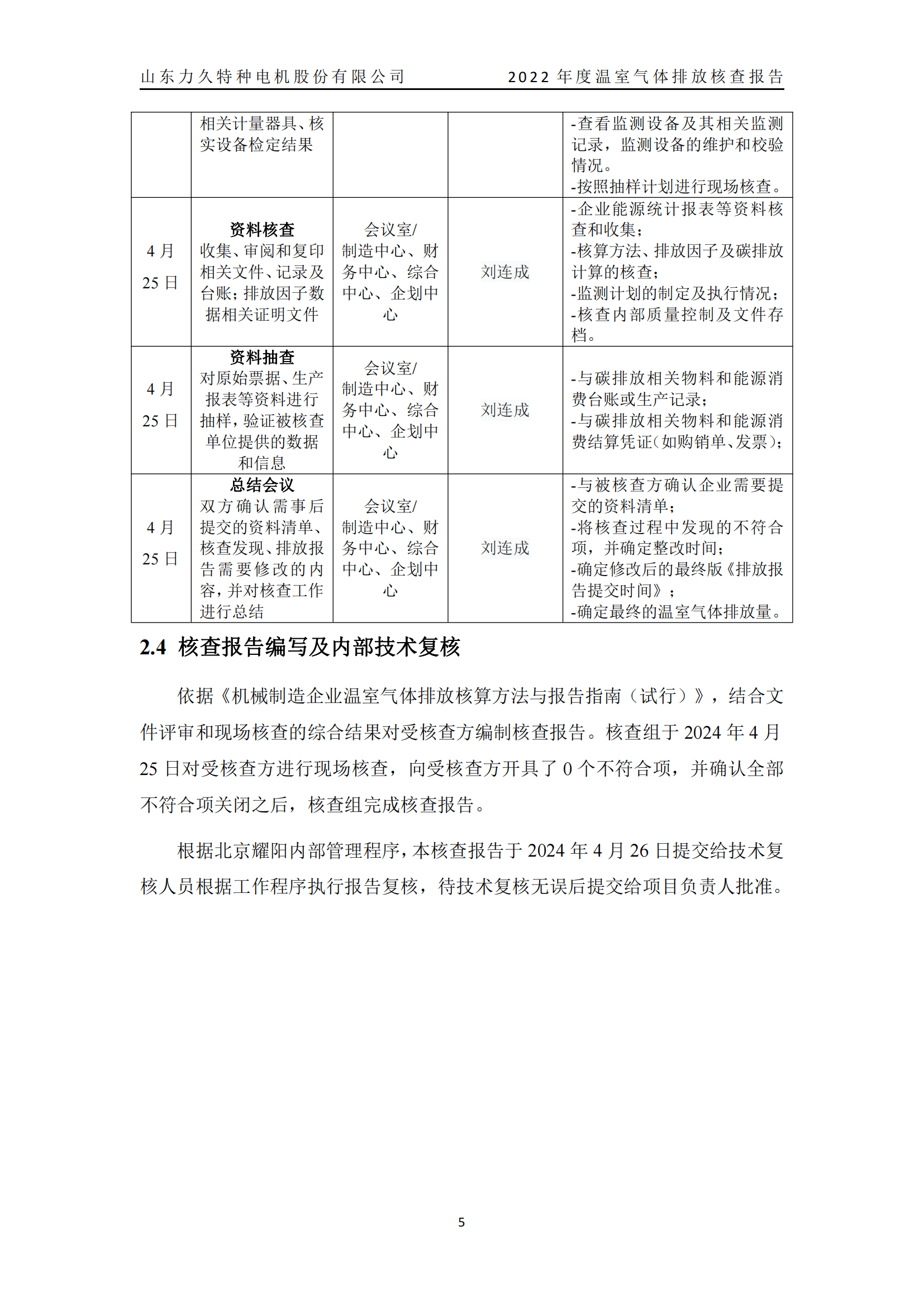 力久電機(jī)溫室氣體排放核查報告