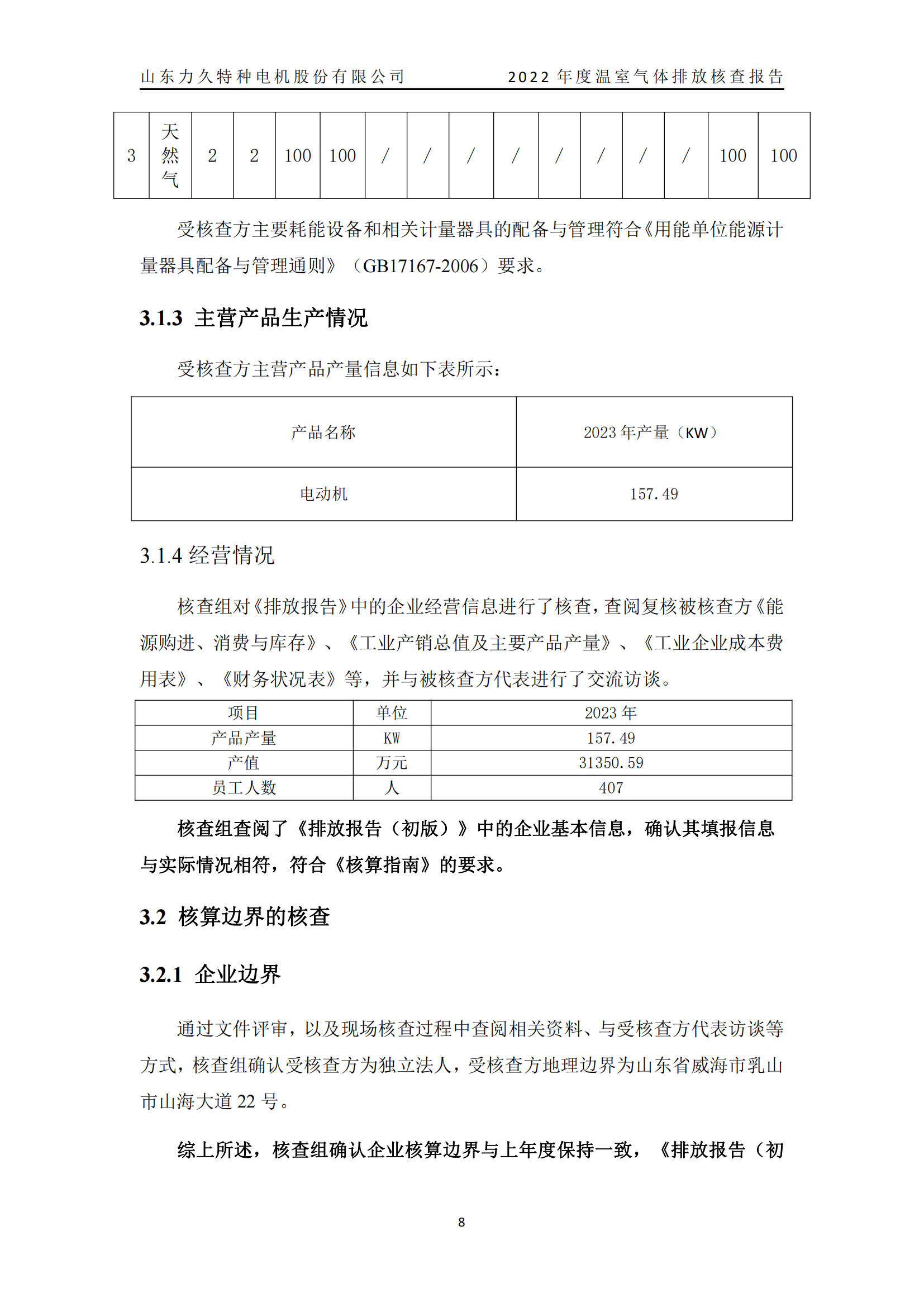 力久電機(jī)溫室氣體排放核查報告